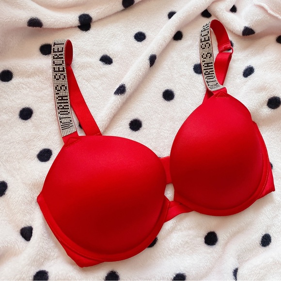VICTORIA’S SECRET 🌸 Very Sexy Shine Red Push Up Bra (32 DD)